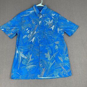Under Armour Men's Medium UA Dockside Short Sleeve Shirt Blue Tropical 1376577‎